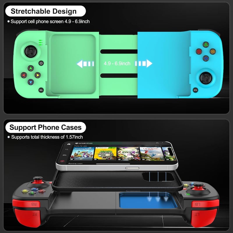 arVin Wireless Gaming Controller for iPhone Android Gamepad Joystick for iPhone 15/14/13, iOS, iPad, MacBook, Samsung Galaxy S23/22/21, TCL, One Plus, Tablet, PC, Call of Duty Mobile, Genshin, Diablo - Image 3